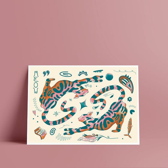 Alice Brown 'Meow' Cat A4 Print