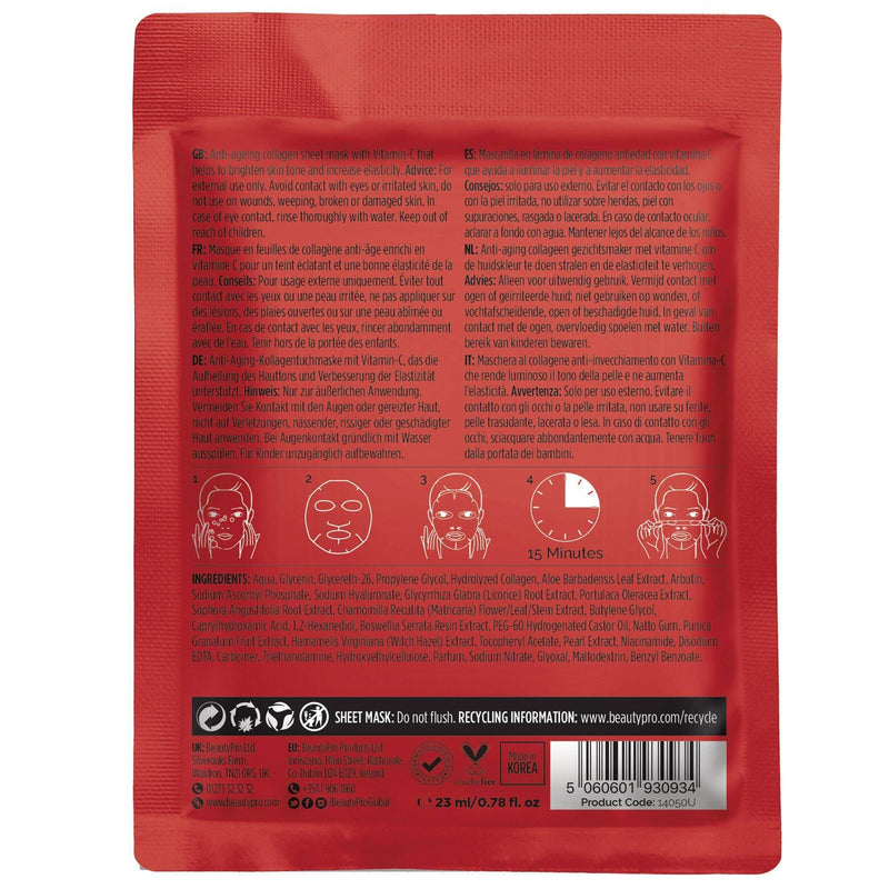 Beauty Pro Brightening Collagen Sheet Mask with Vitamin C