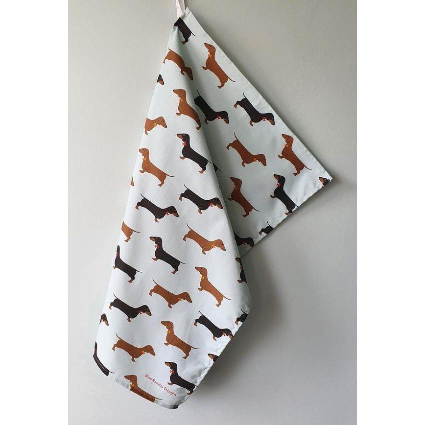 Blue Ranchu Dachshund Tea Towel