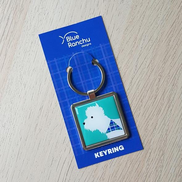 Blue Ranchu Westie Keyring