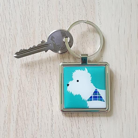 Blue Ranchu Westie Keyring
