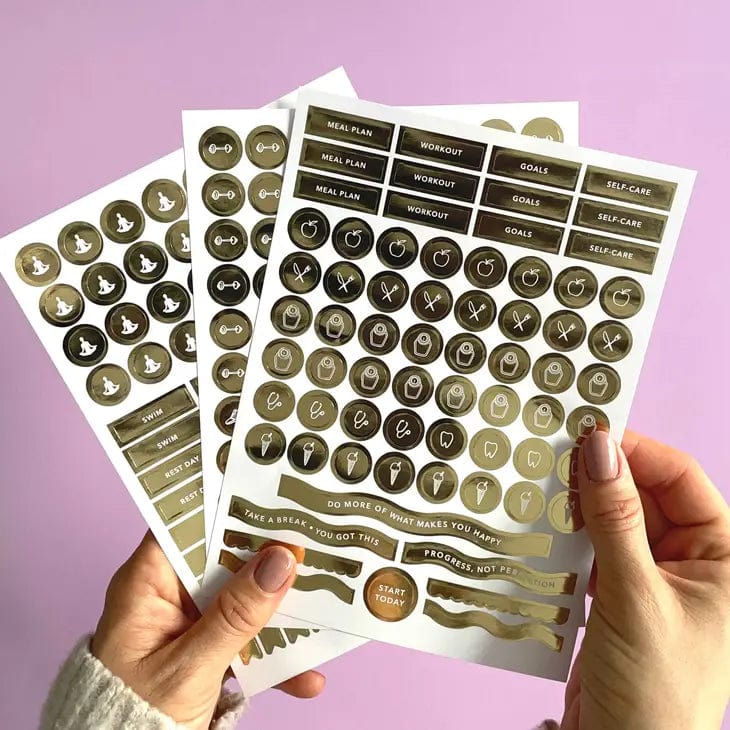 Blush And Gold Fitness Sticker Pack (3 sheets)