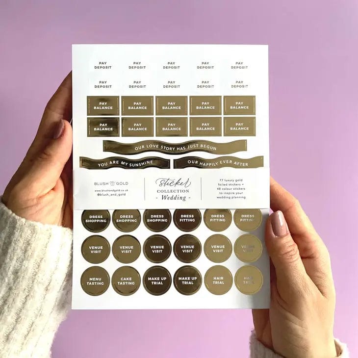 Blush And Gold Wedding Sticker Pack (3 sheets)