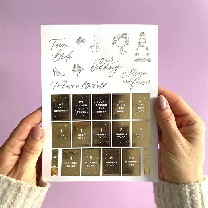 Blush And Gold Wedding Sticker Pack (3 sheets)
