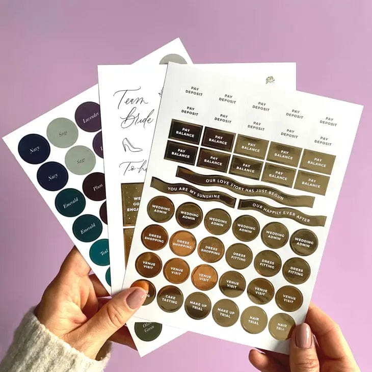 Blush And Gold Wedding Sticker Pack (3 sheets)