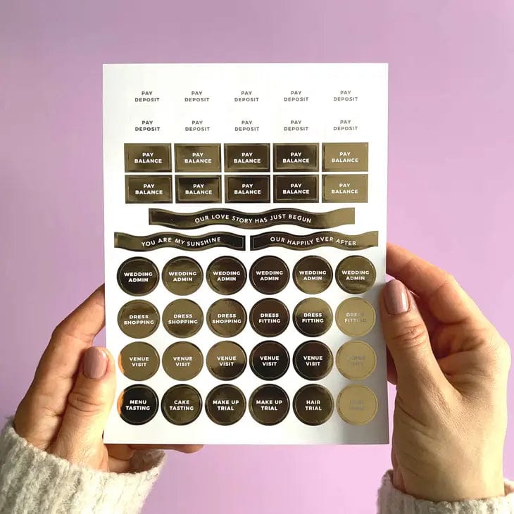 Blush And Gold Wedding Sticker Pack (3 sheets)
