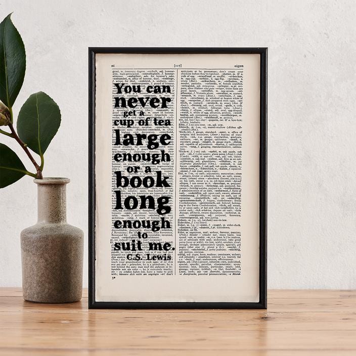 Bookishly CS Lewis 'Cup of Tea' Framed Book Page Print