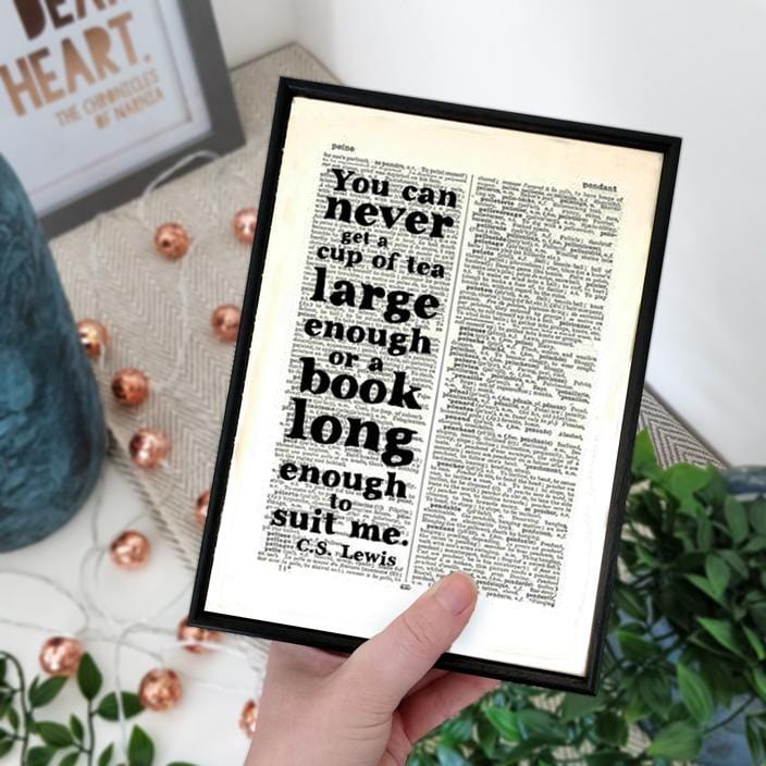 Bookishly CS Lewis 'Cup of Tea' Framed Book Page Print