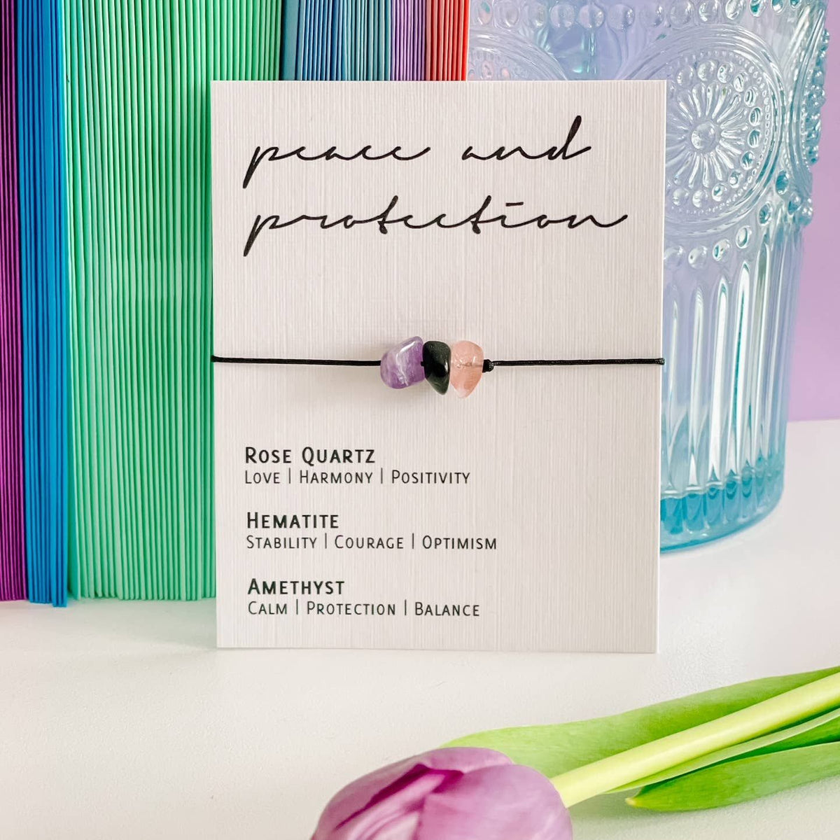 by Molly&Izzie Adjustable Crystal Bracelet - Peace and Protection