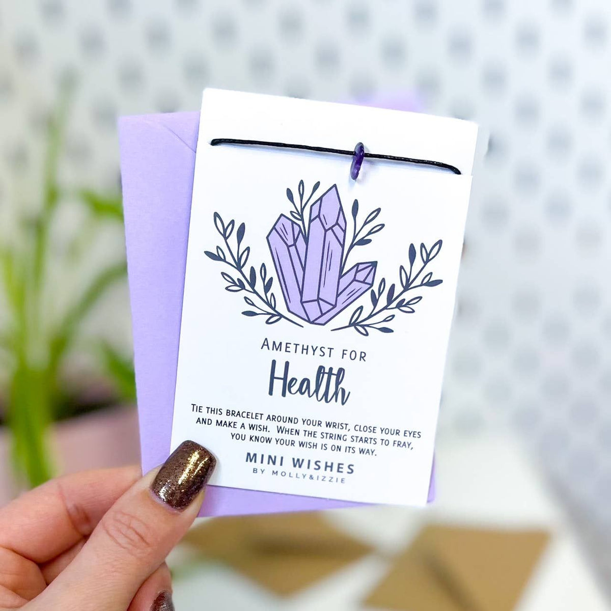 by Molly&Izzie Crystal Mini Wish Bracelet- Amethyst for Health