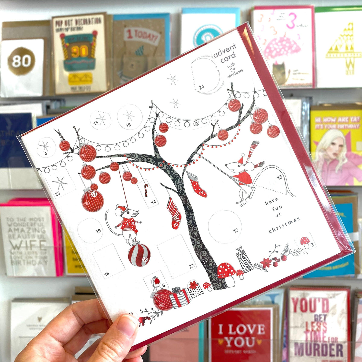 Cinnamon Aitch Slim Tree Advent Calendar Card