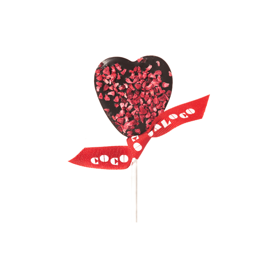Cocoa Loco Dark Chocolate & Raspberry Heart Lolly
