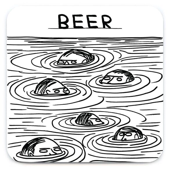 David Shrigley Beer Swimmers Coaster