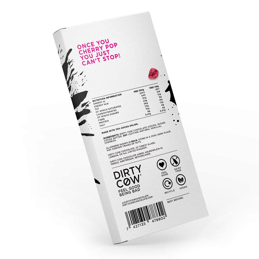 Dirty Cow Cherry Pop - Plant-based Chocolate Bar