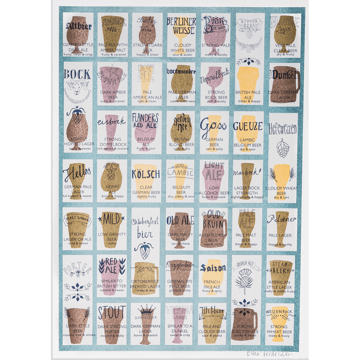 East End Press Craft Beers Risograph Print