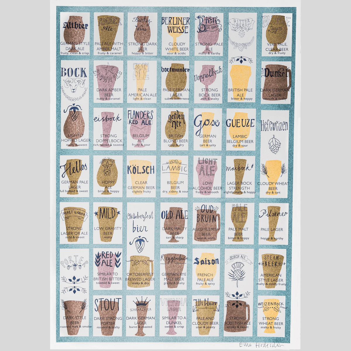 East End Press Craft Beers Risograph Print