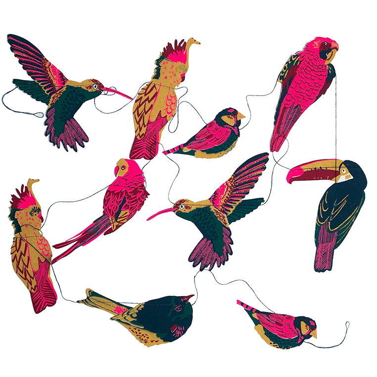 East End Press Tropical Bird Paper Garland