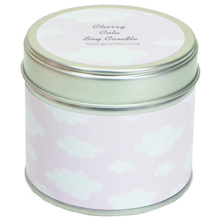 Flamingo Candles Cherry Cola Pink Sky Print Tin Candle