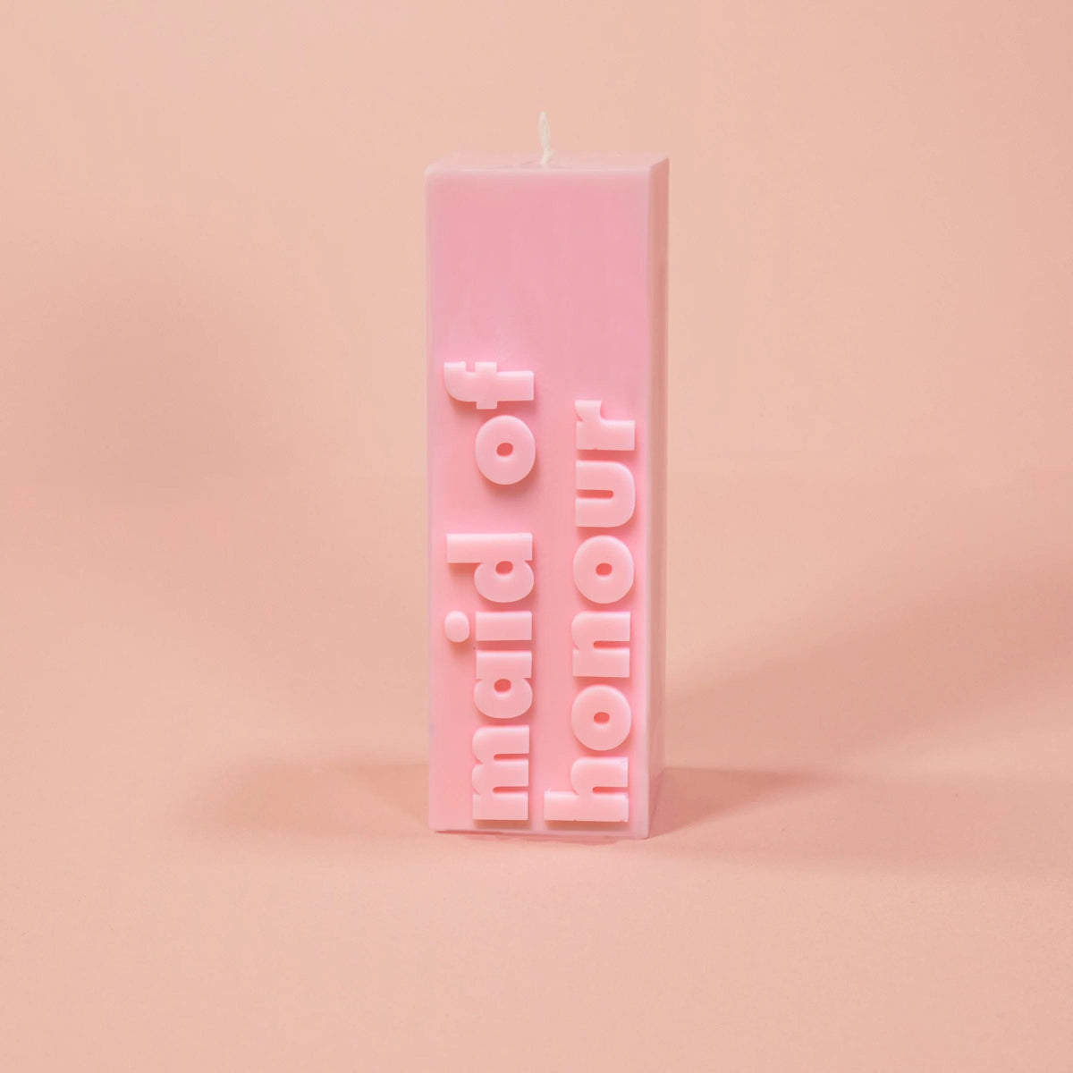 Flamingo Candles 'Maid of Honour' Slogan Block Pillar Candle