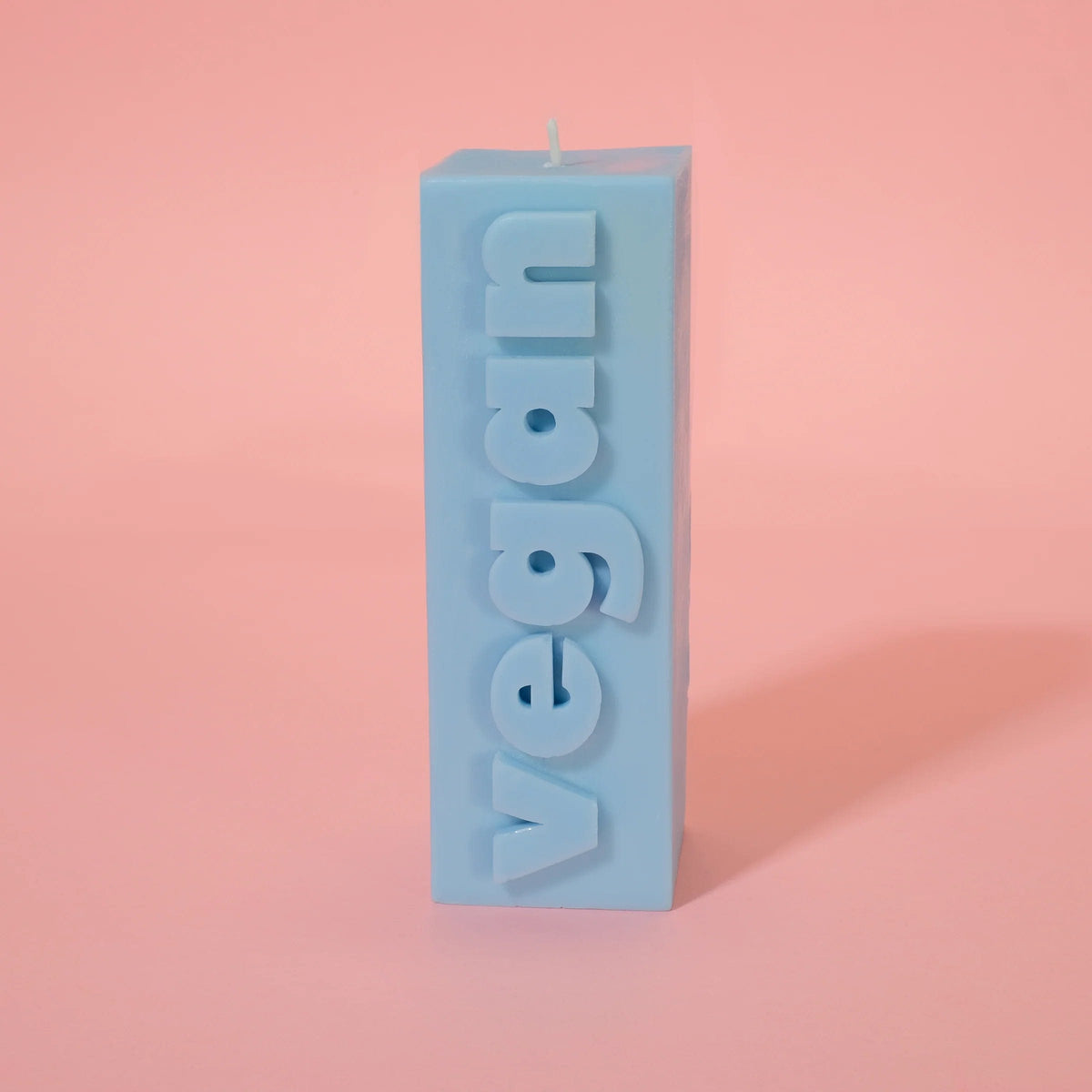 Flamingo Candles 'Vegan' Slogan Block Pillar Candle