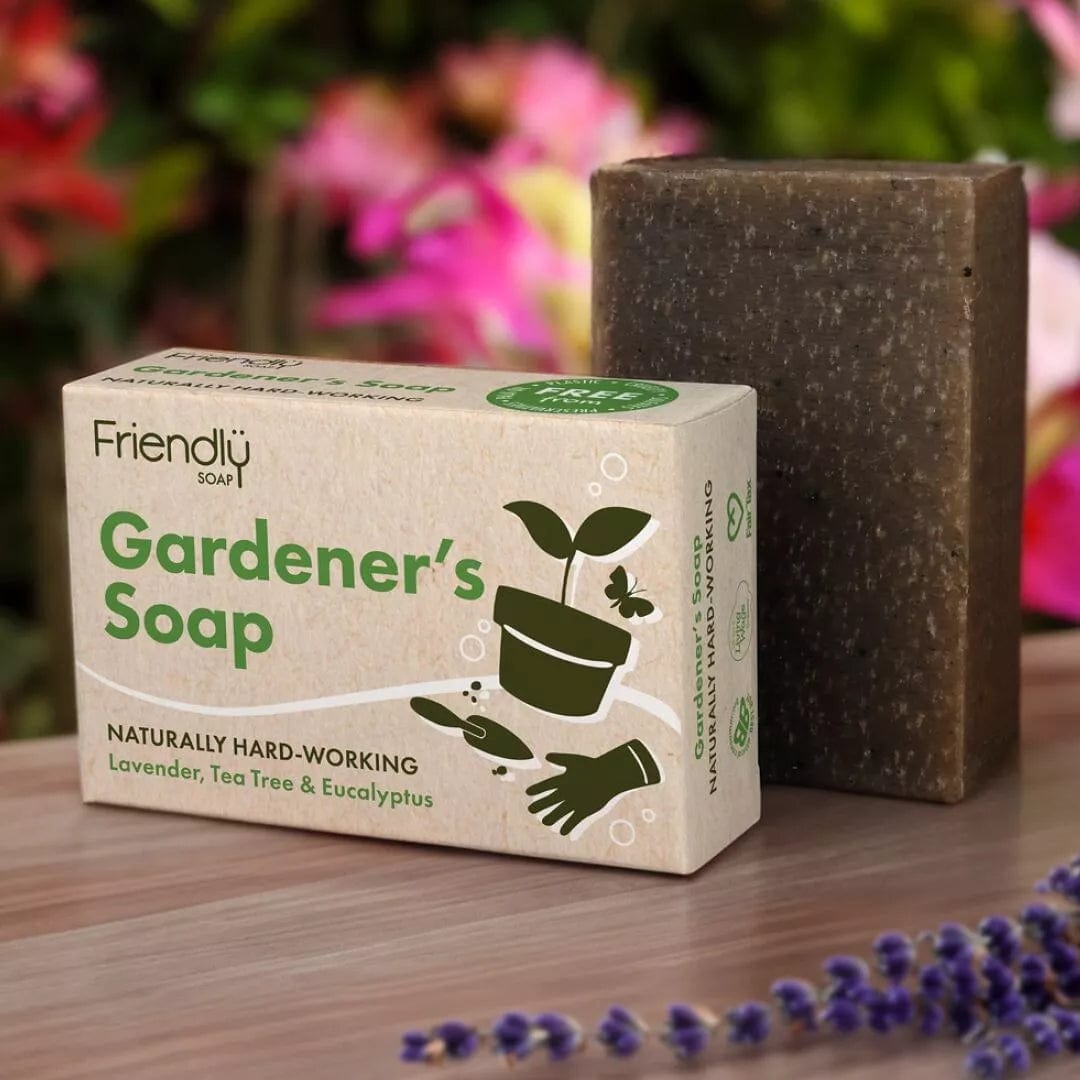 Gardener's Soap Bar with natural ingredients, including lavender and eucalyptus, perfect for rejuvenating hard-working hands.