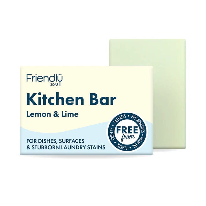 Eco-friendly Kitchen Bar soap in Lemon & Lime scent for dishes and laundry stains, biodegradable and cruelty-free.