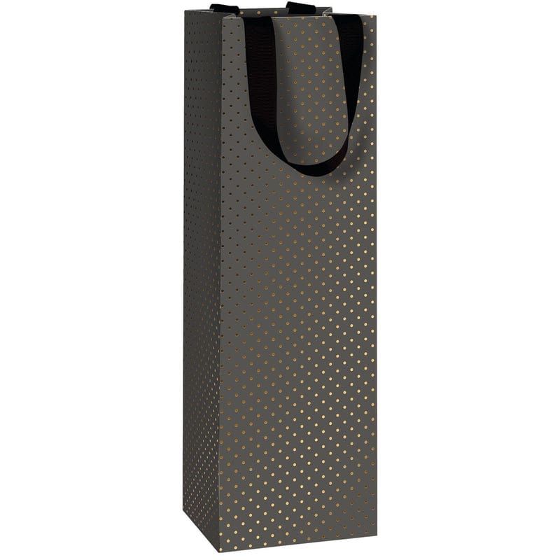 Giftwrap UK Bottle Black with Gold Dots Gift Bag