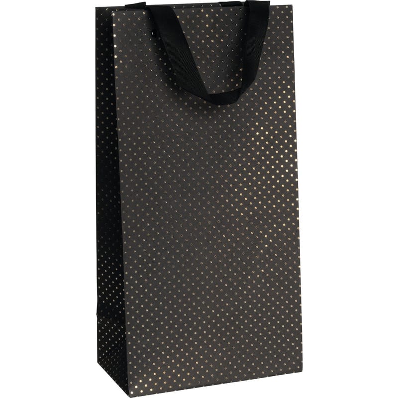 Giftwrap UK Double Bottle Black with Gold Dots Gift Bag