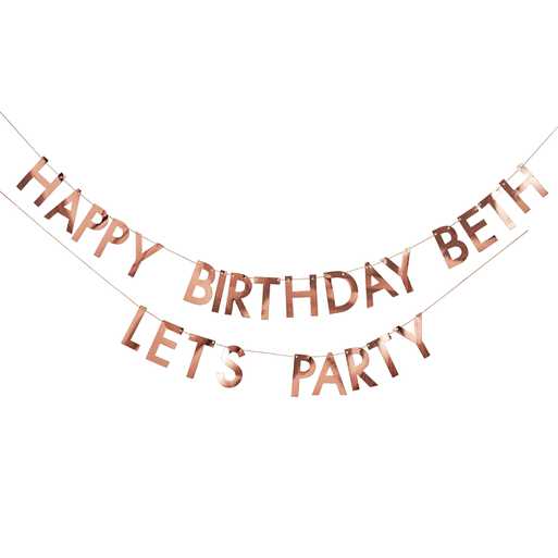 Ginger Ray Rose Gold Personalised Birthday Banner
