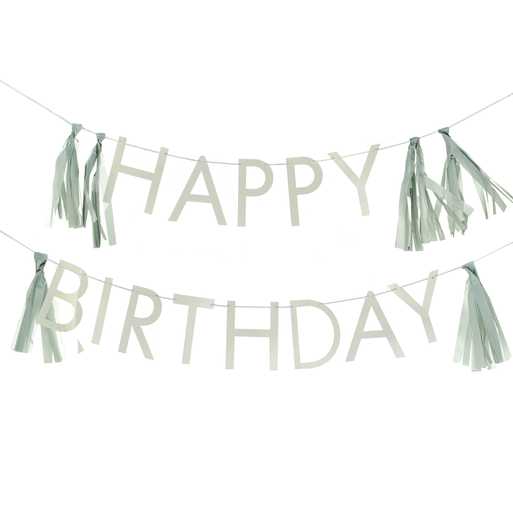 Ginger Ray Sage Green Happy Birthday Bunting with Tassels