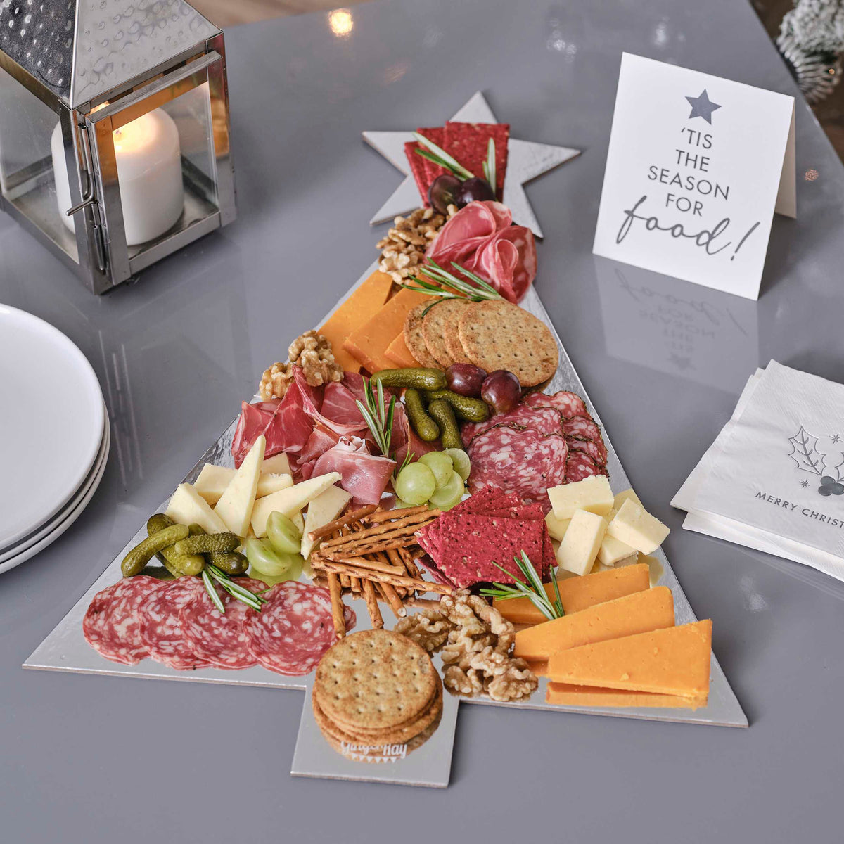 Ginger Ray Silver Tree Shaped Christmas Grazing Board