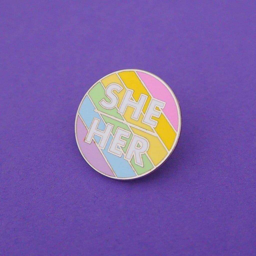 Hand Over Your Fairy Cakes 'She/Her' Pronoun Pin
