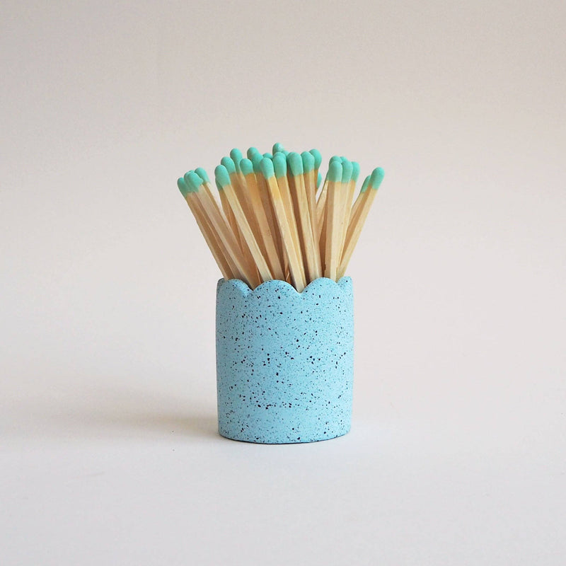 Hello Marilu Scalloped Match Stick Holders: Blue / Hot Pink