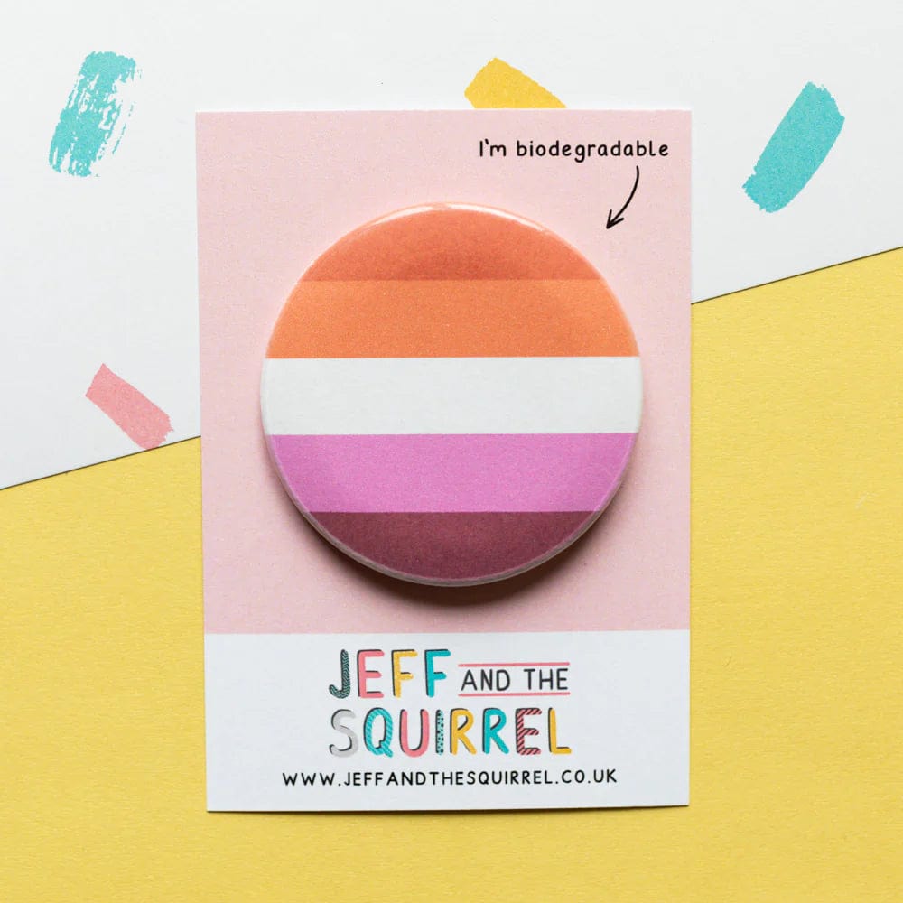 Jeff and the Squirrel Gay Pride Flag Biodegradable Badge