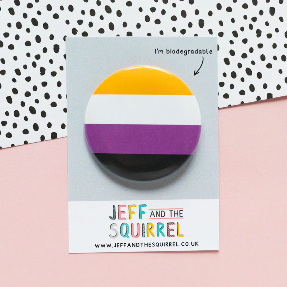 Jeff and the Squirrel Gay Pride Flag Biodegradable Badge