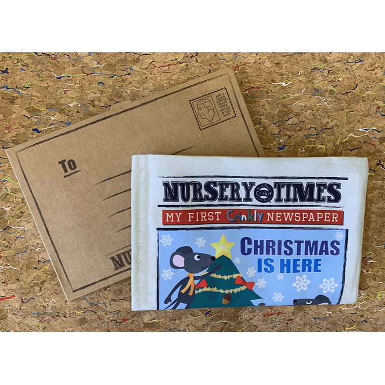 Jo & Nic's Crinkly Cloth Books Nursery Times Crinkly Newspaper - Christmas Mice