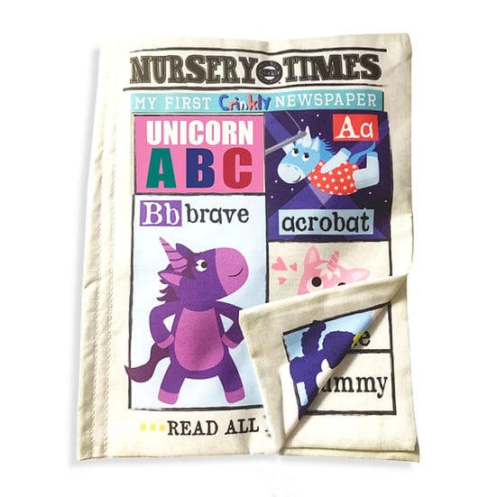 Jo & Nic's Crinkly Cloth Books Nursery Times Crinkly Newspaper - Unicorns