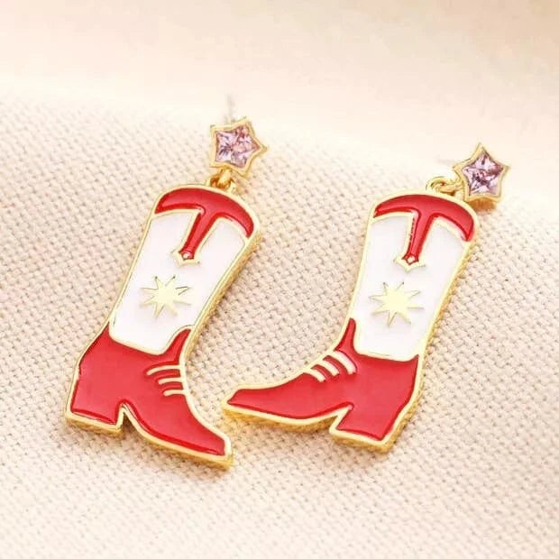 Lisa Angel Cowboy Boot Drop Earrings in Gold