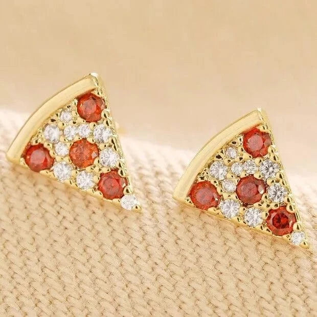 Lisa Angel Crystal Pizza Stud Earrings