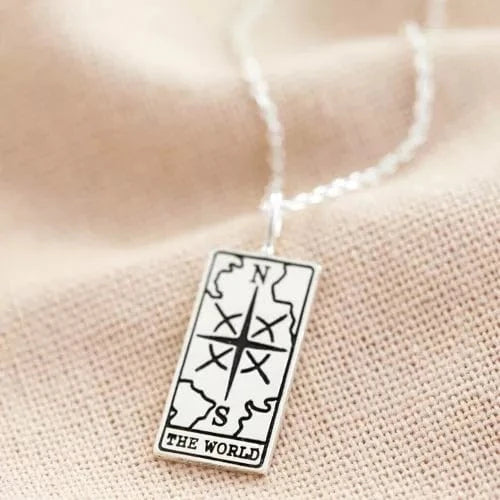 Lisa Angel The World Tarot Card Necklace in Silver