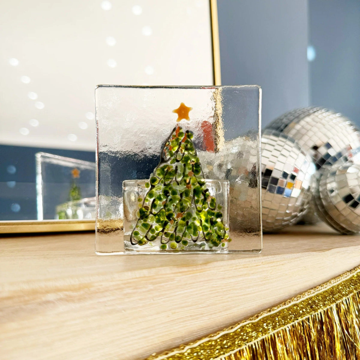 Marc Peters Glass Christmas Tree Candle Holder