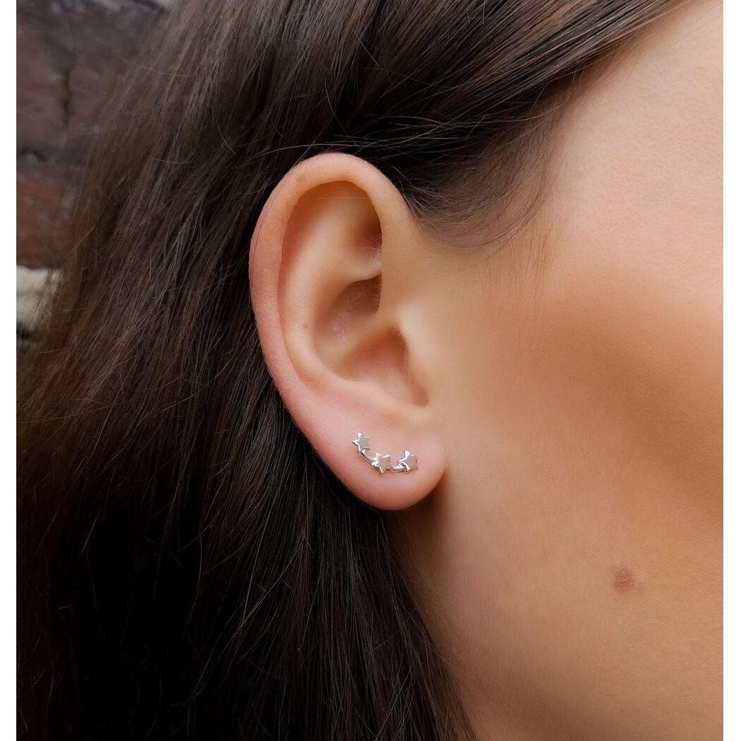 Marion Made Triple Star Stud Ear Climbers
