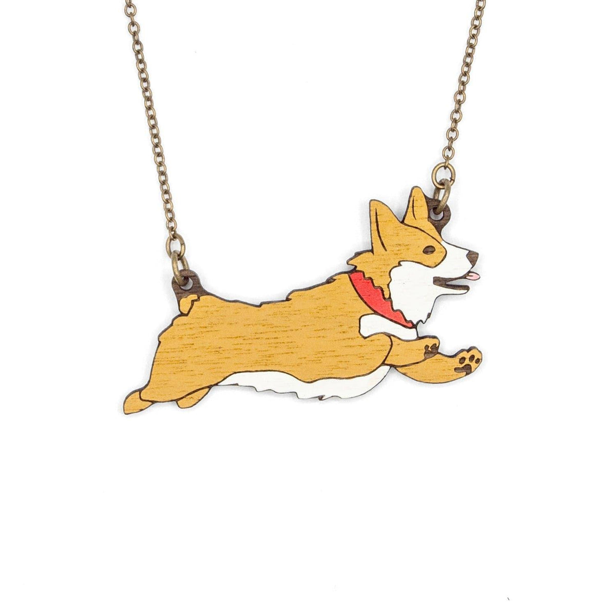 Materia Rica Corgi Race Wooden Necklace
