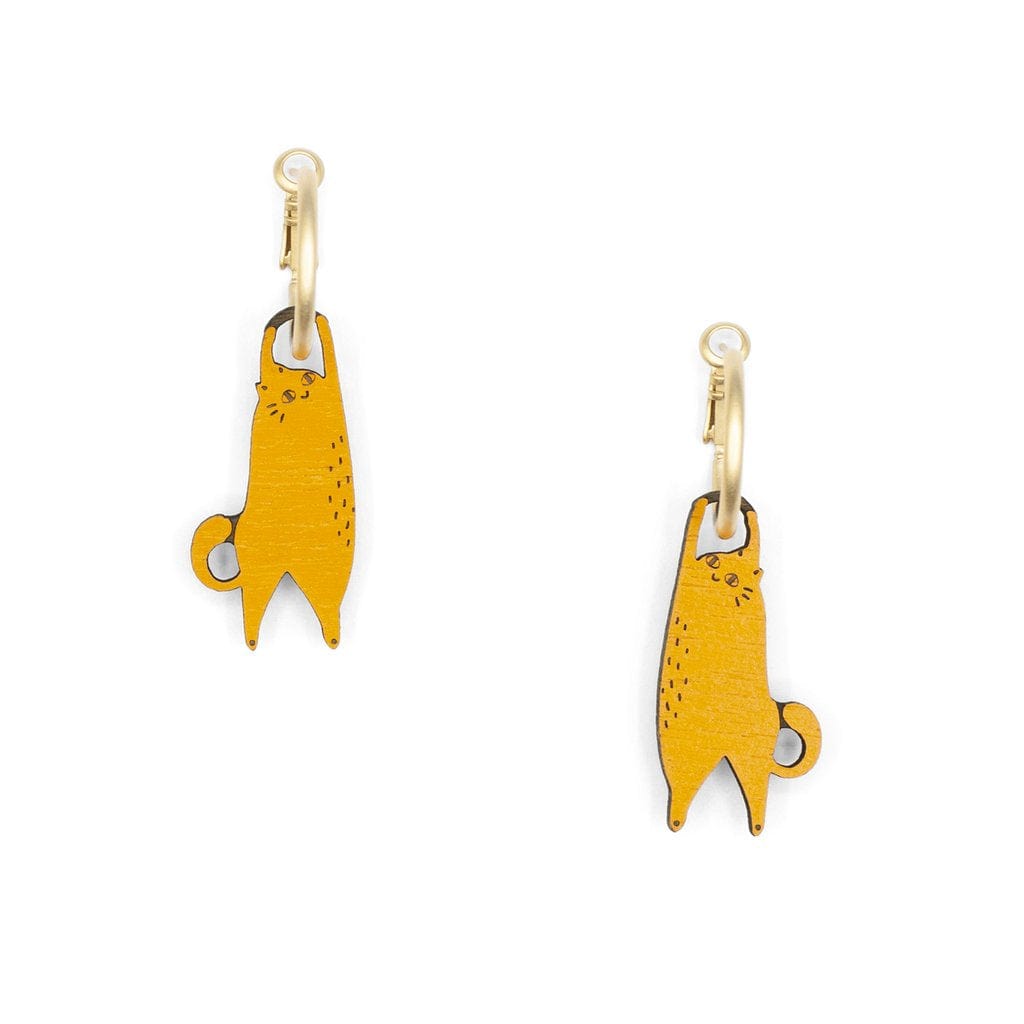 Materia Rica ginger Hanging Cat Hoop Earrings