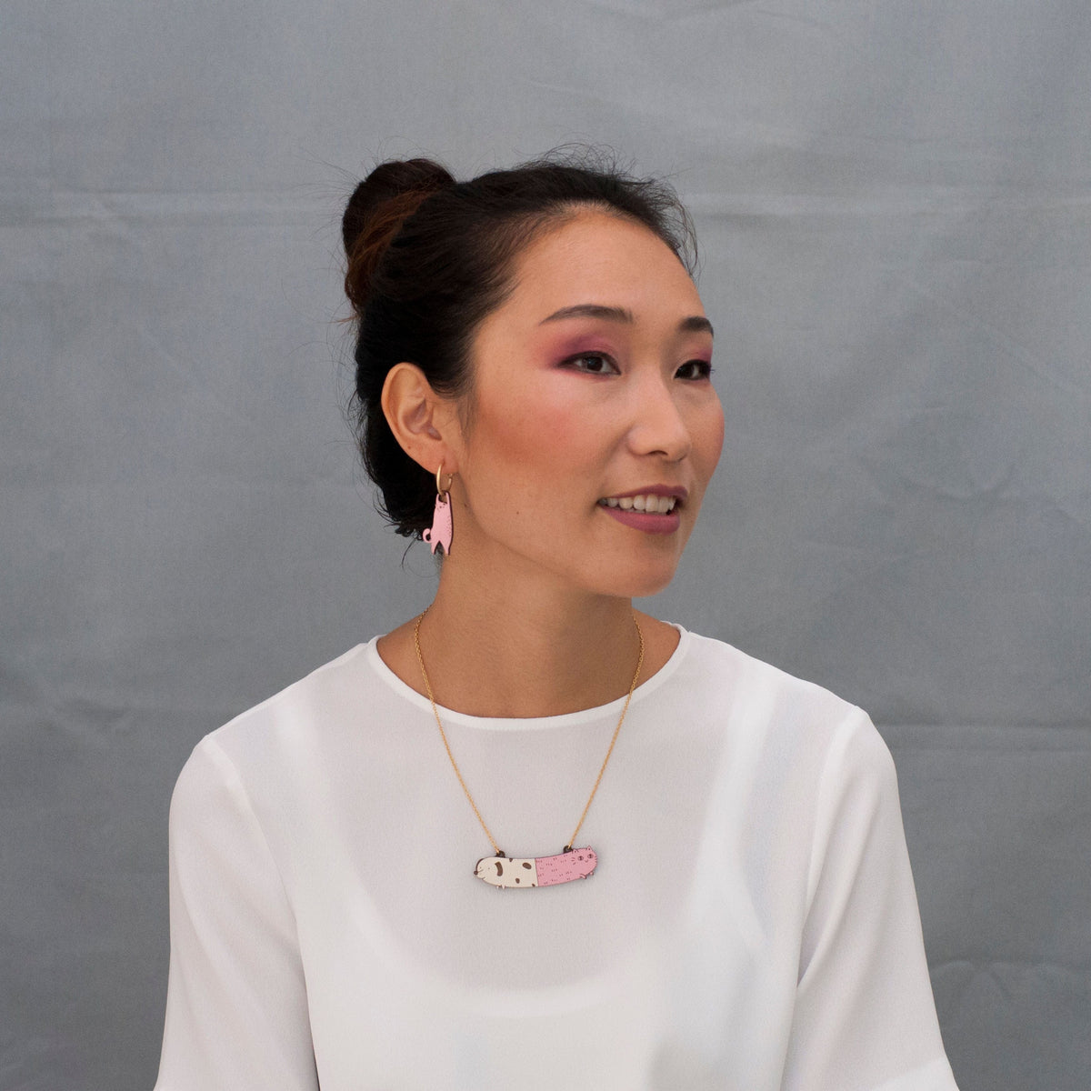 Materia Rica Hanging Cat Hoop Earrings