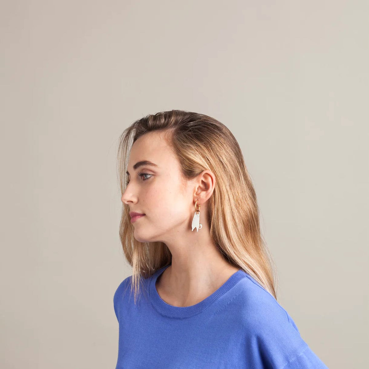 Materia Rica Hanging Cat Hoop Earrings