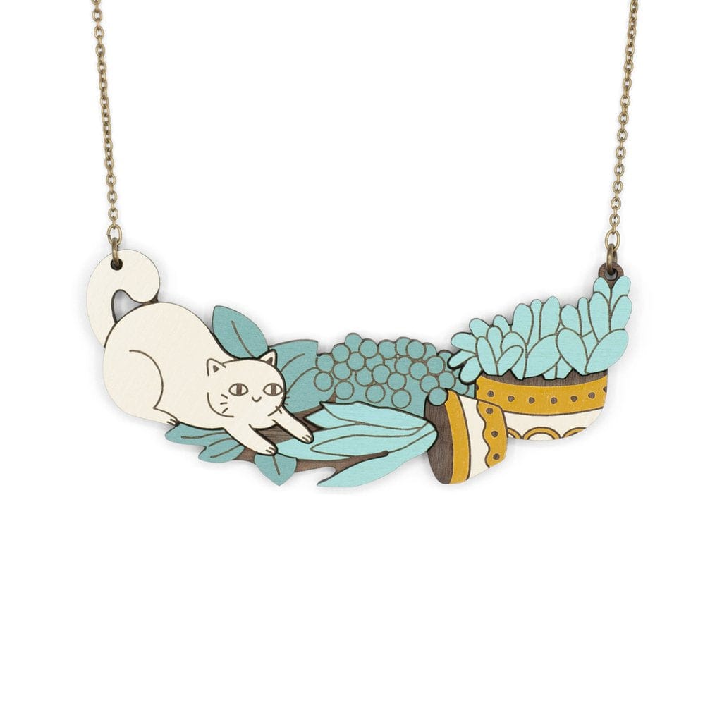 Materia Rica I'm Just A Cat Wooden Necklace
