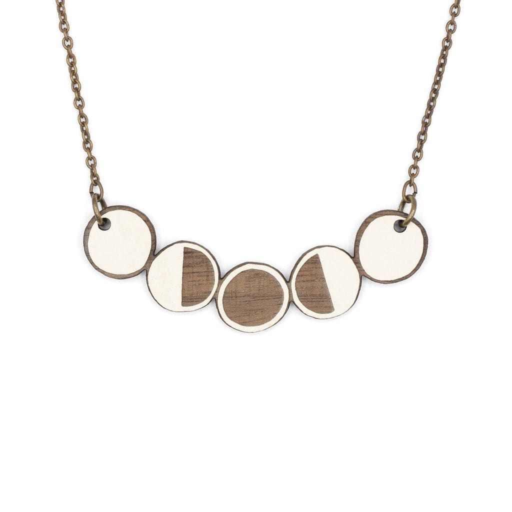 Materia Rica Moon Phases Wooden Necklace
