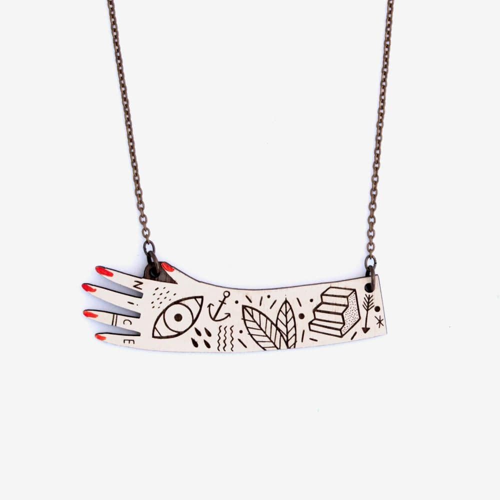 Materia Rica One Hand Painted Wooden Necklace