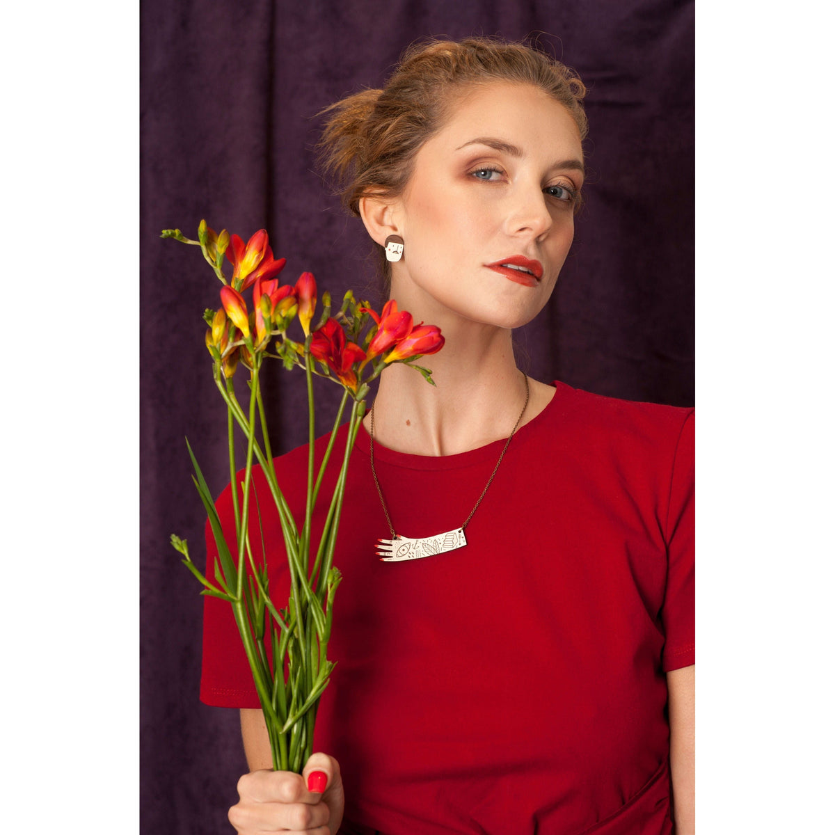 Materia Rica One Hand Painted Wooden Necklace